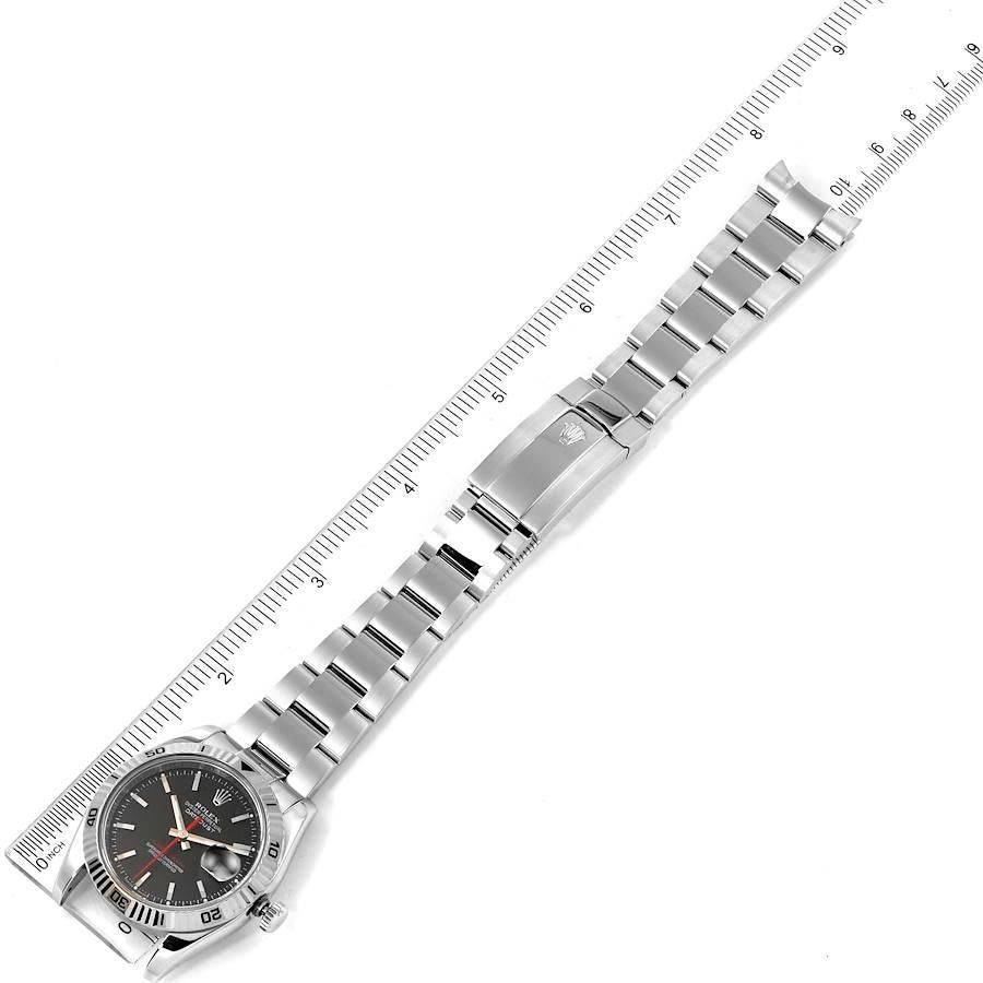 Rolex Datejust Turnograph Black Dial Steel Men's Watch 116264 Box Card 7