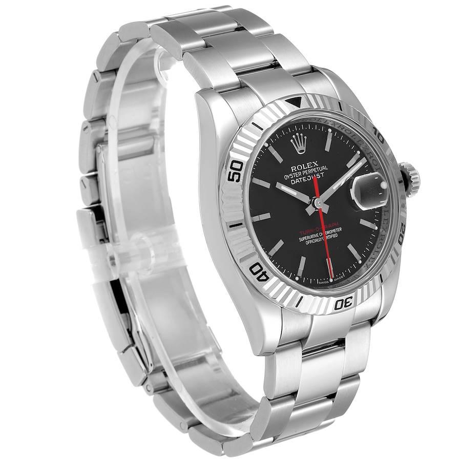 Rolex Datejust Turnograph Black Dial Steel Men's Watch 116264 Box Card 1