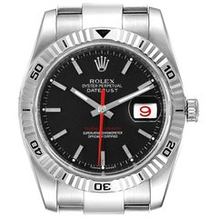 Rolex Datejust Turnograph Black Dial Steel Men's Watch 116264 Box Card