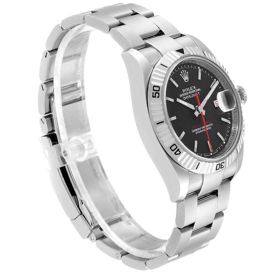 Rolex Datejust Turnograph Black Dial Steel Men's Watch 116264 Box In Excellent Condition For Sale In Atlanta, GA
