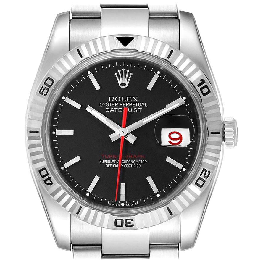 Rolex Datejust Turnograph Black Dial Steel Men's Watch 116264 Box For Sale