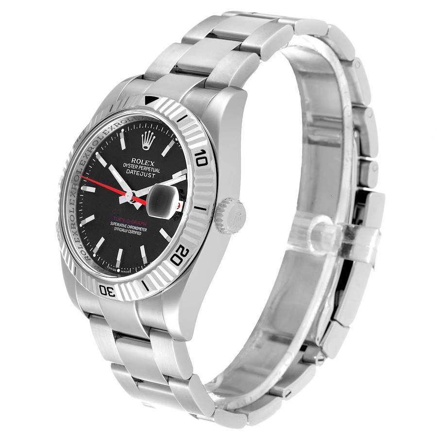  Rolex Datejust Turnograph Black Dial Steel Mens Watch 116264 Box Papers Pour hommes 