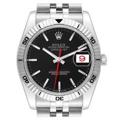 Rolex Datejust Turnograph Black Dial Steel Mens Watch 116264 Box Papers
