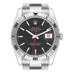 Rolex Datejust Turnograph Black Dial Steel Mens Watch 116264 Box Papers