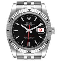 Rolex Datejust Turnograph Black Dial Steel Mens Watch 116264 Box Papers