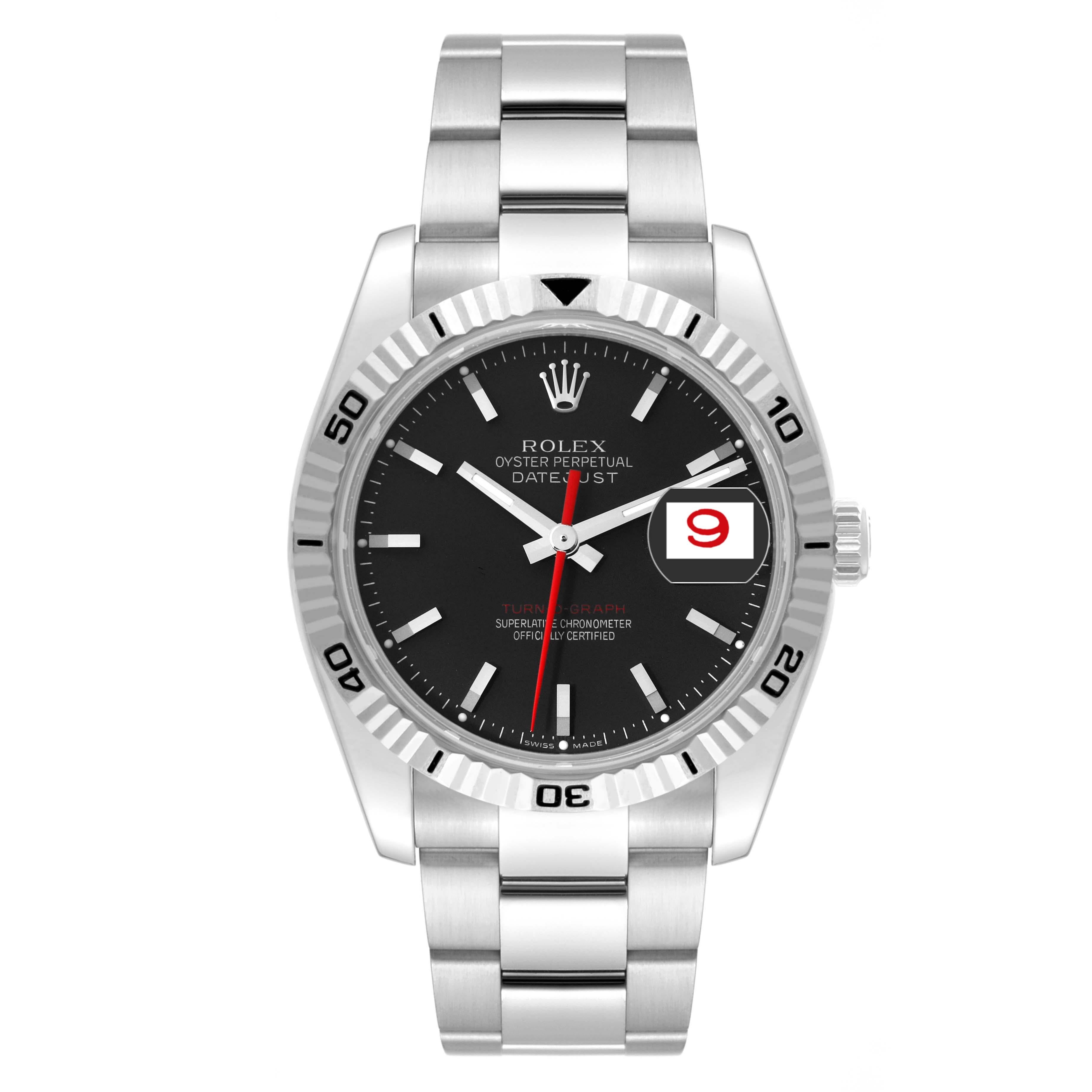 Rolex Datejust Turnograph Black Dial Steel Mens Watch 116264 2