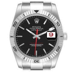 Rolex Datejust Turnograph Black Dial Steel Mens Watch 116264