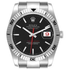 Rolex Datejust Turnograph Black Dial Steel Mens Watch 116264