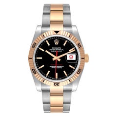 Rolex Datejust Turnograph Herrenuhr aus Stahl und Roségold mit schwarzem Zifferblatt 116261