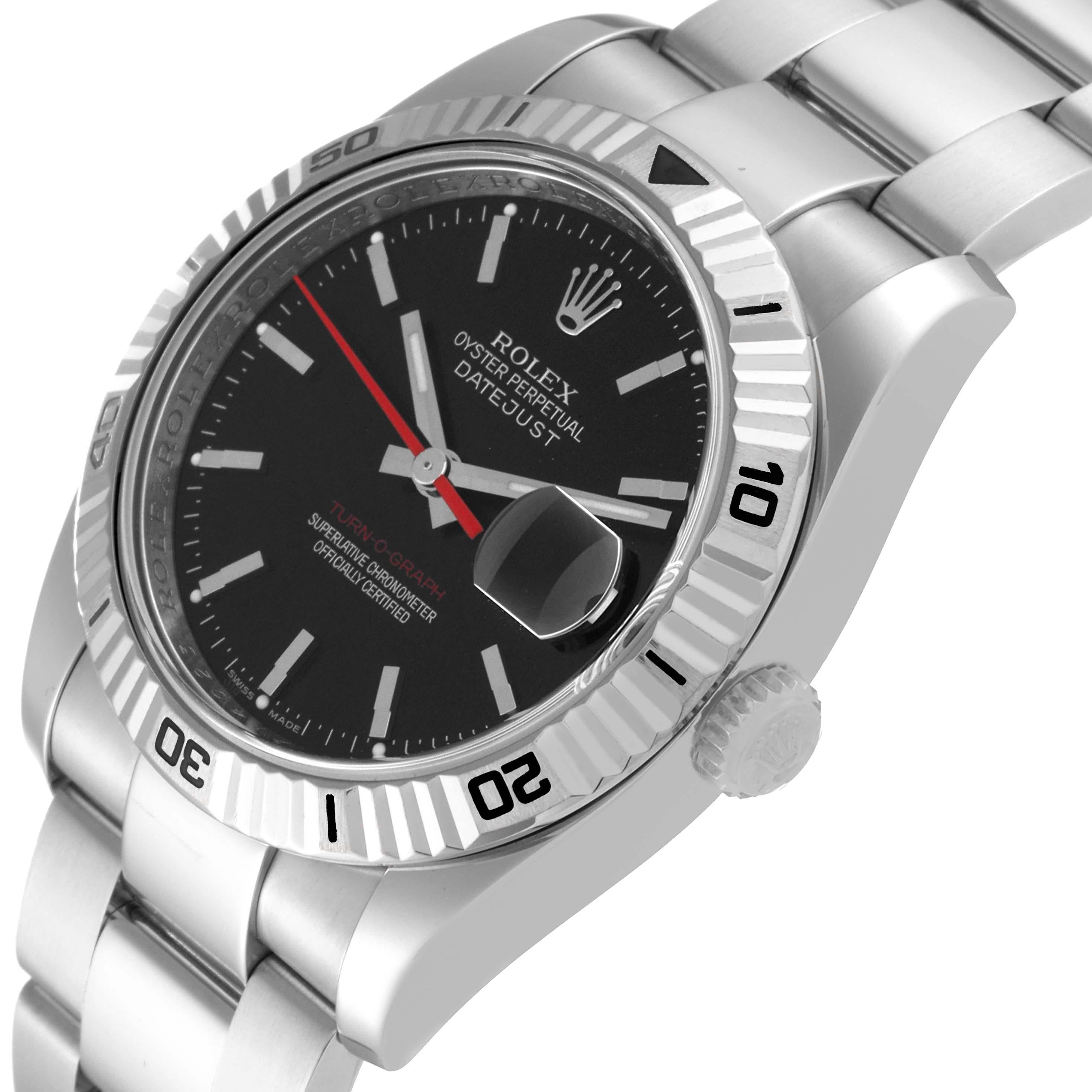 Rolex Datejust Turnograph Black Dial Steel White Gold Watch 116264 Box Papers 1