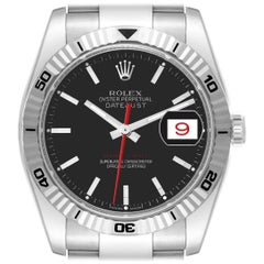 Rolex Datejust Turnograph Black Dial Steel White Gold Watch 116264 Box Papers
