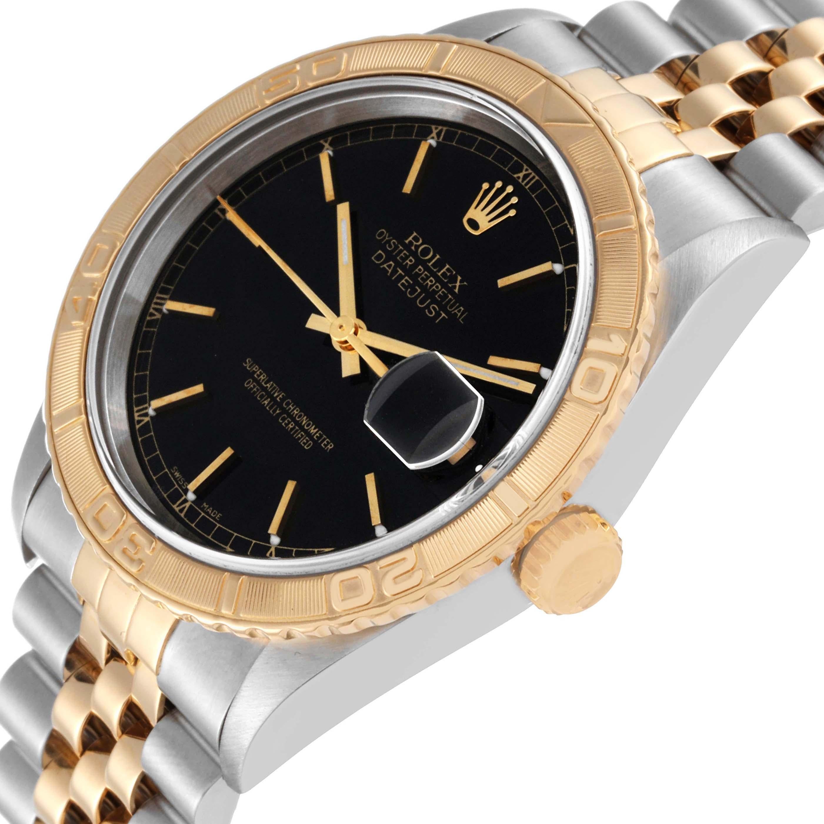 Rolex Datejust Turnograph Black Dial Yellow Gold Steel Mens Watch 16263 1