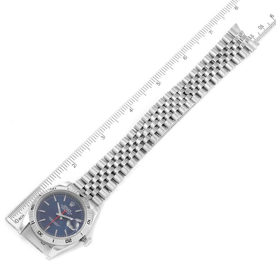 Rolex Datejust Turnograph Blaues Zifferblatt Jubiläumsarmband Stahl Herrenuhr 116264 im Angebot 7