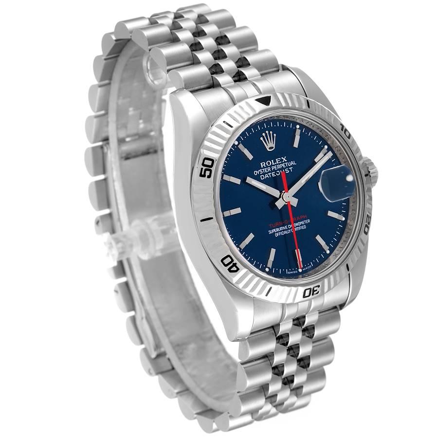 Rolex Datejust Turnograph Blaues Zifferblatt Jubiläumsarmband Stahl Herrenuhr 116264 im Zustand „Gut“ im Angebot in Atlanta, GA