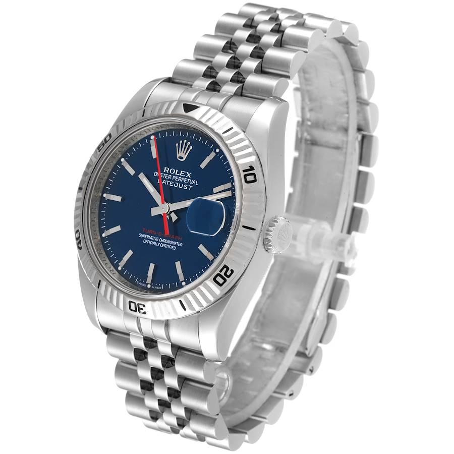 Rolex Datejust Turnograph Blaues Zifferblatt Jubiläumsarmband Stahl Herrenuhr 116264 im Angebot 1