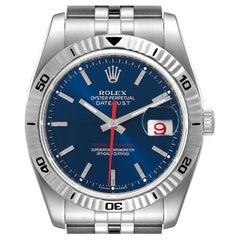 Rolex Datejust Turnograph Blaues Zifferblatt Jubiläumsarmband Stahl Herrenuhr 116264