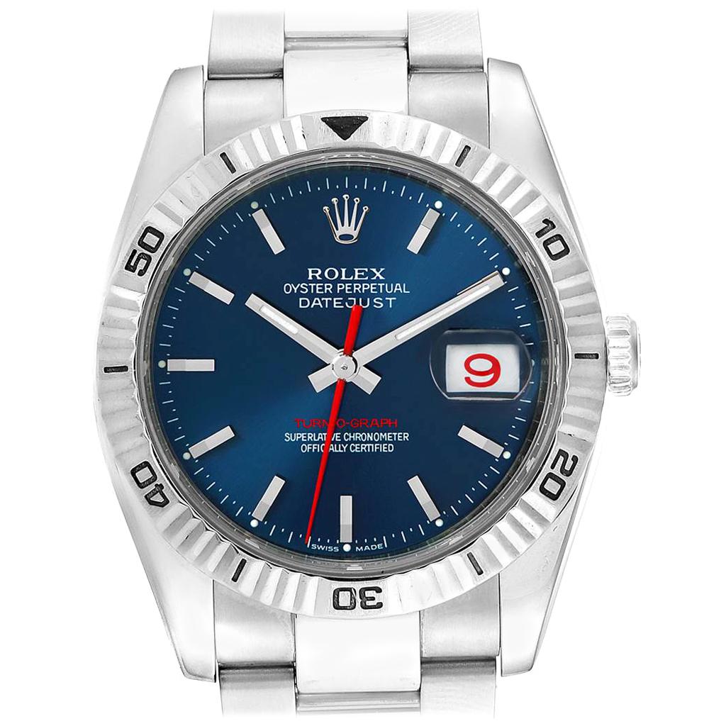 Rolex Datejust Turnograph Blue Dial Oyster Bracelet Men's Watch 116264