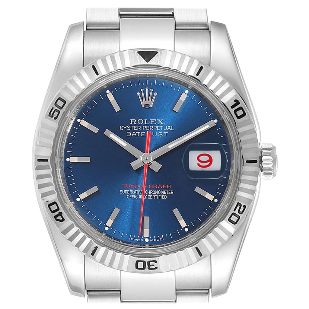 Rolex Datejust Turnograph Blue Dial Oyster Bracelet Men's Watch 116264