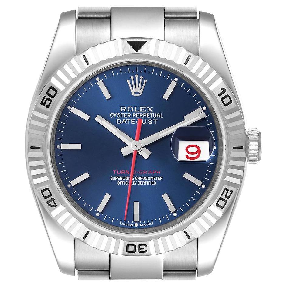 Rolex Datejust Turnograph Blue Dial Oyster Bracelet Steel Mens Watch 116264