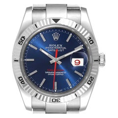 Rolex Datejust Turnograph Blue Dial Steel Mens Watch 116264 Box Card