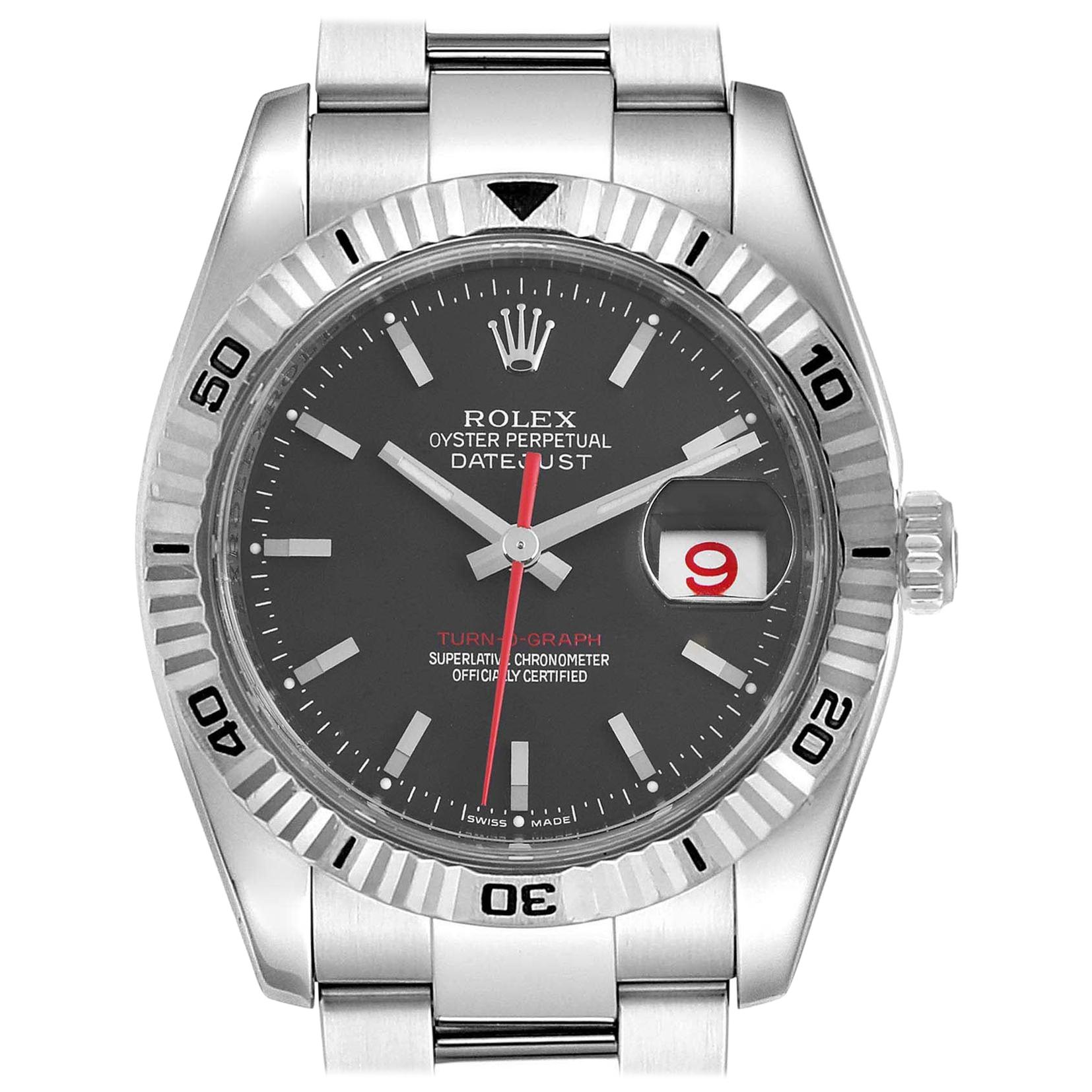 Rolex Datejust Turnograph Red Hand Steel Men's Watch 116264 For Sale