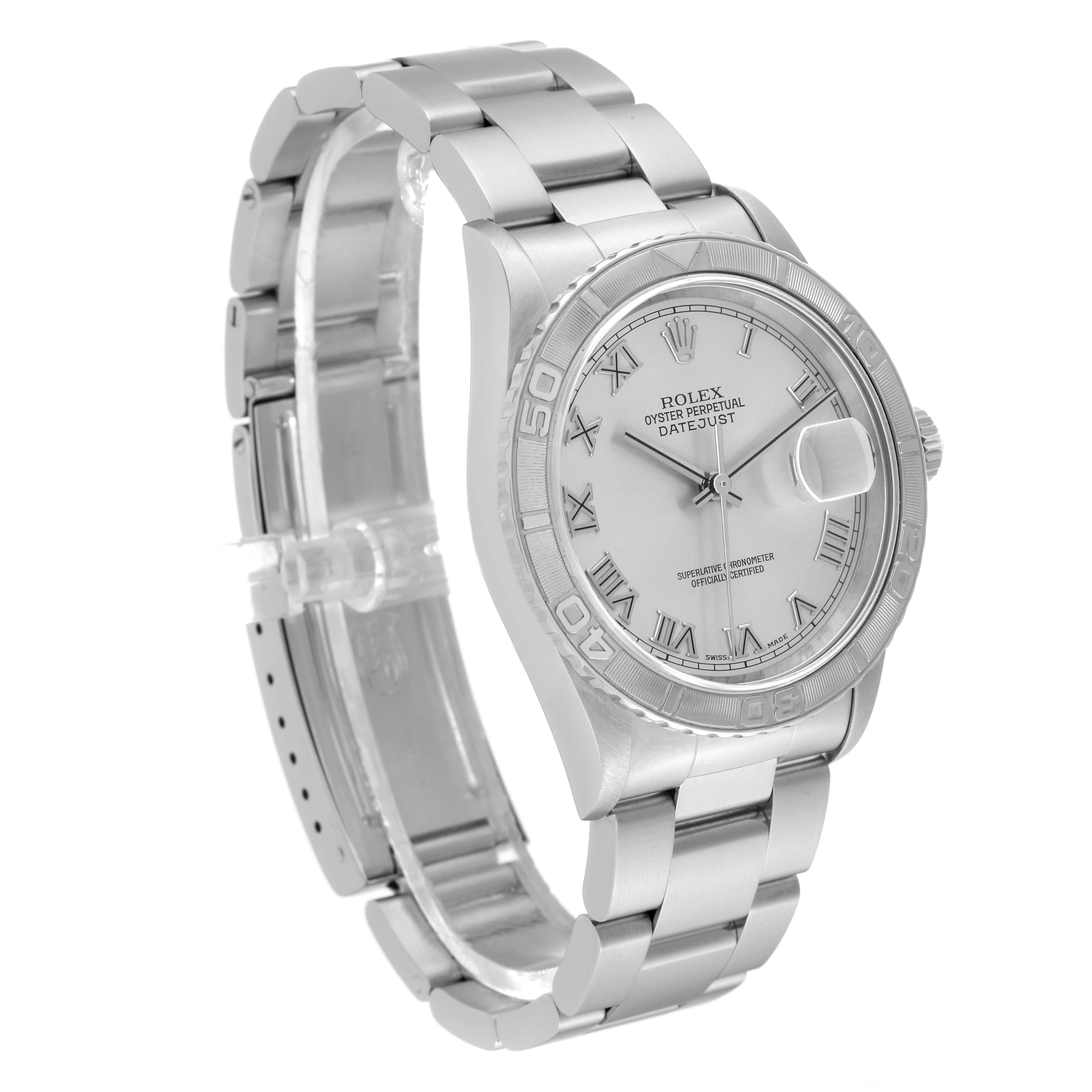 Rolex Datejust Turnograph Silver Dial Steel White Gold Mens Watch 16264 1