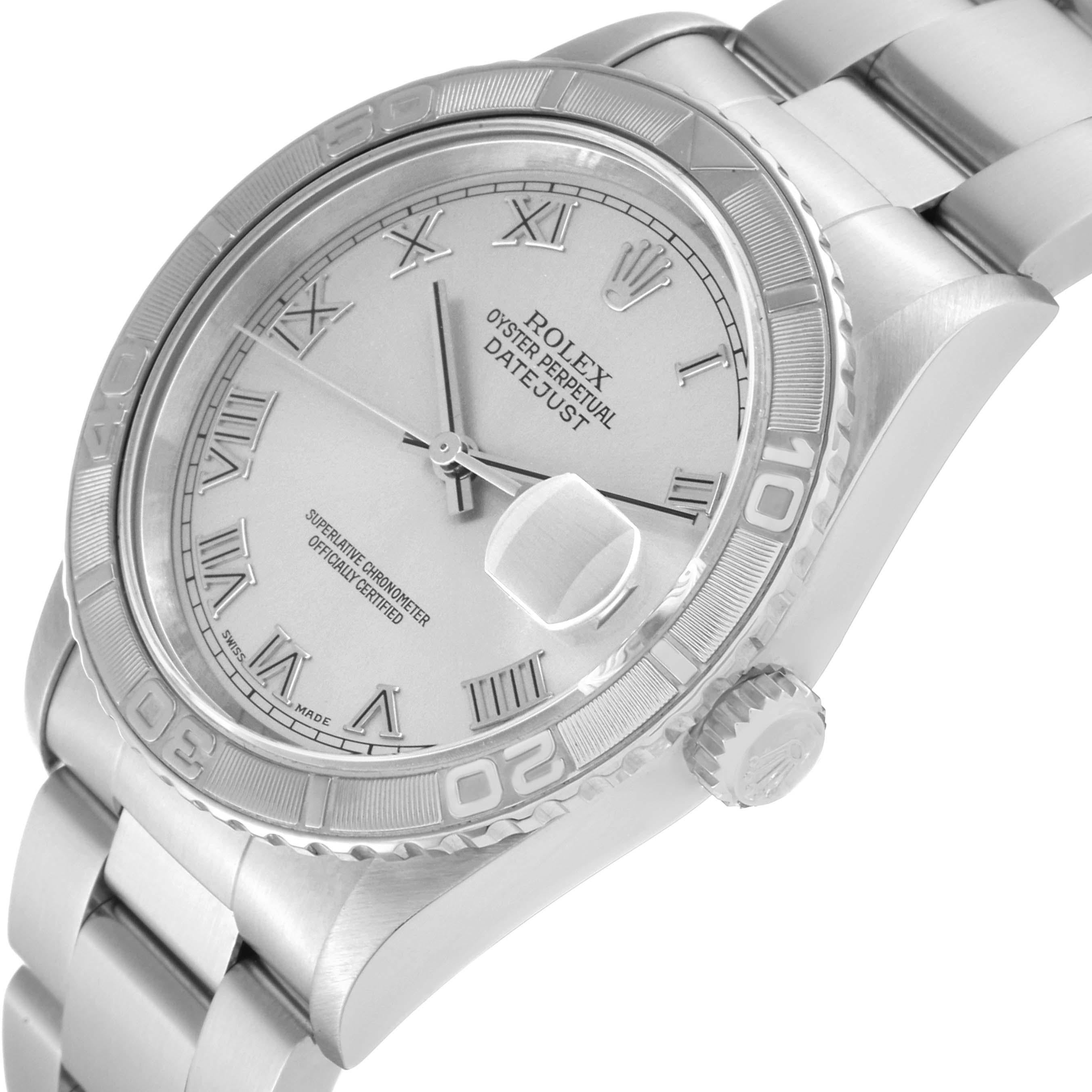 Rolex Datejust Turnograph Silver Dial Steel White Gold Mens Watch 16264 2