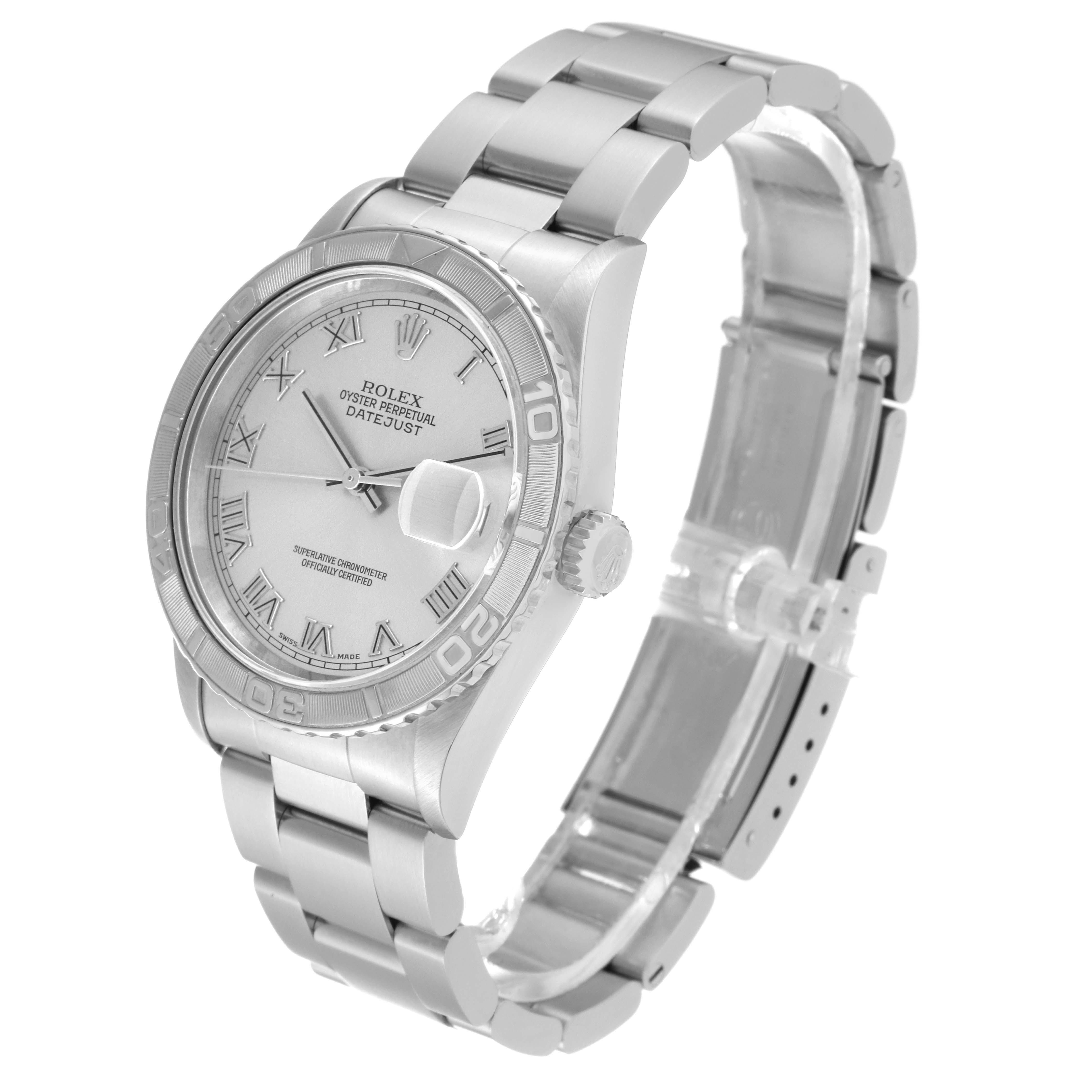 Rolex Datejust Turnograph Silver Dial Steel White Gold Mens Watch 16264 3
