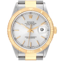 Rolex Datejust Turnograph Silver Dial Yellow Gold Steel Mens Watch 16263