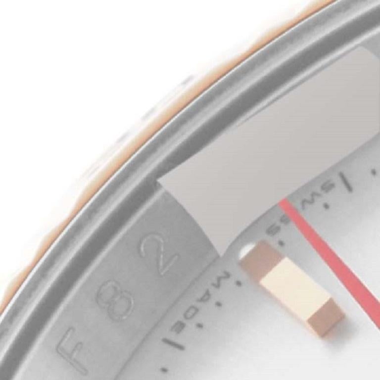 Rolex Datejust Turnograph Steel Rose Gold Mens Watch 116261. Mouvement automatique à remontage automatique, officiellement certifié chronomètre, avec fonction de date rapide. Boîtier en acier inoxydable de 36 mm de diamètre. Logo Rolex sur la