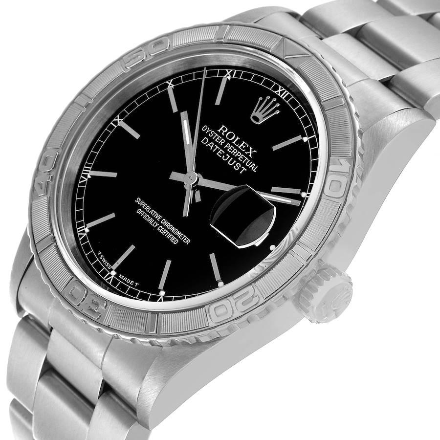 Rolex Datejust Turnograph Steel White Gold Black Dial Mens Watch 16264 In Excellent Condition In Atlanta, GA