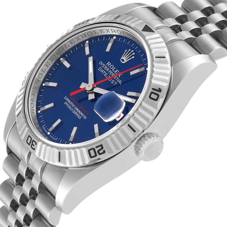 Men's Rolex Datejust Turnograph Steel White Gold Blue Dial Mens Watch 116264