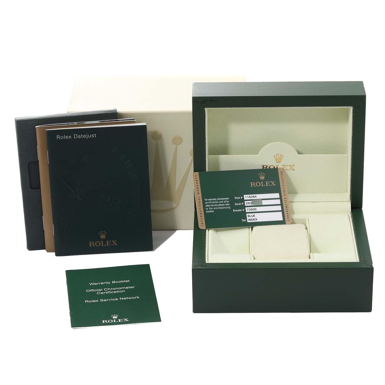 Rolex Montre Datejust en acier et or blanc pour hommes 116264 Boîte Card 6