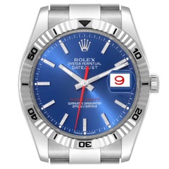 Rolex Datejust Turnograph Steel White Gold Mens Watch 116264 Box Papers
