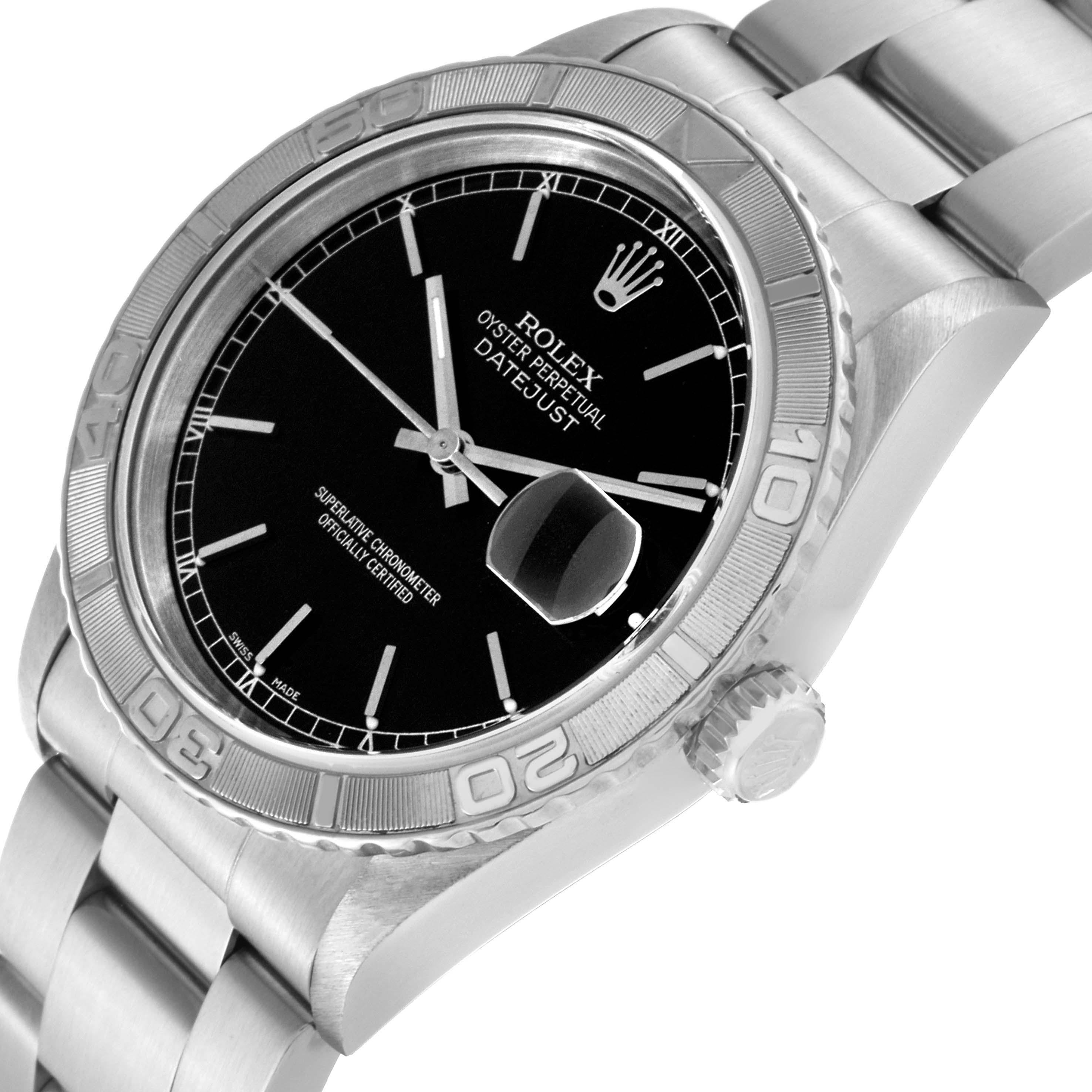 Men's Rolex Datejust Turnograph Steel White Gold Mens Watch 16264 Box Papers