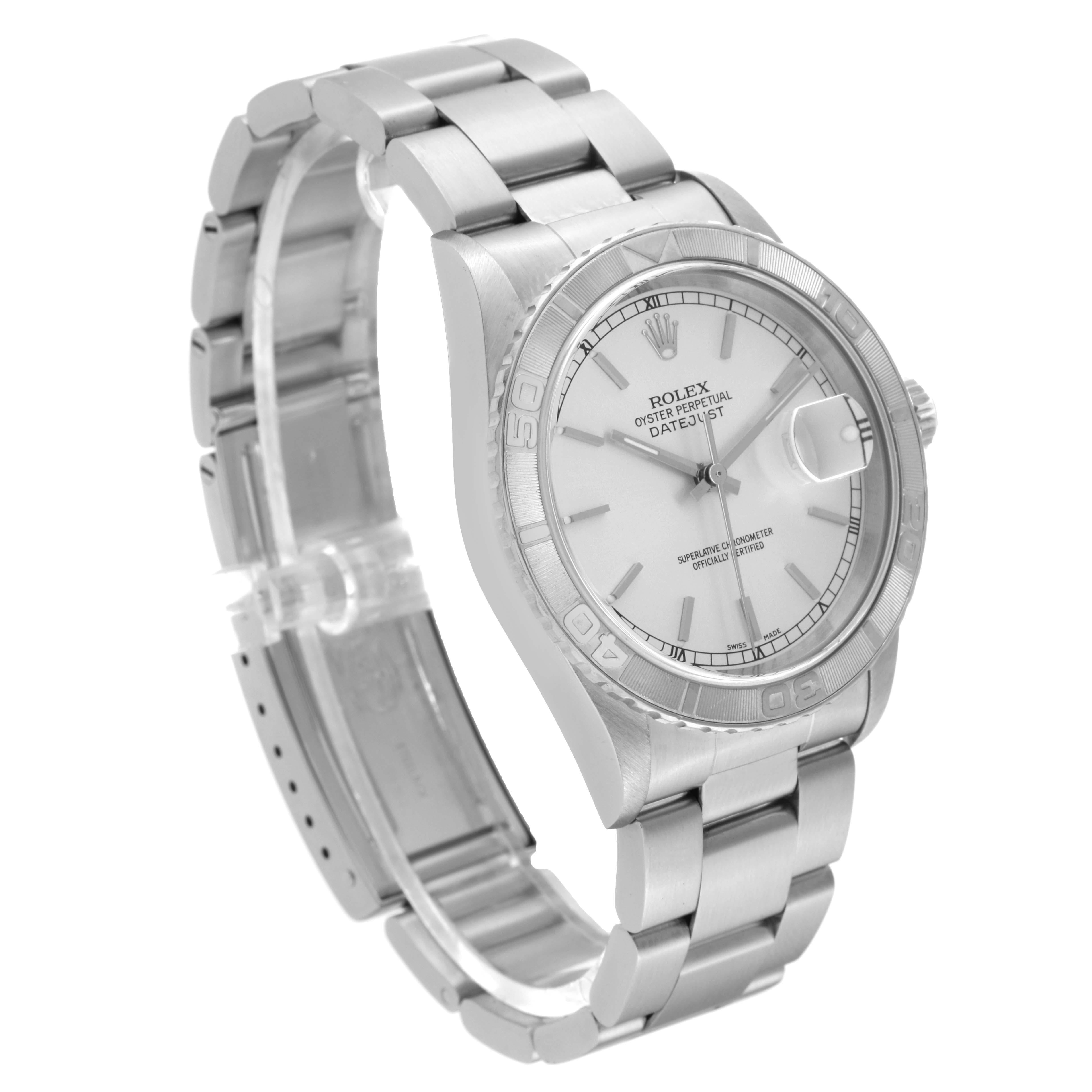 Rolex Datejust Turnograph Steel White Gold Mens Watch 16264 Box Papers 3