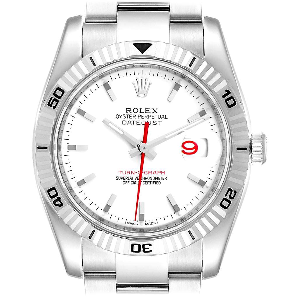 Rolex Datejust Turnograph Steel White Gold Oyster Bracelet Watch 116264