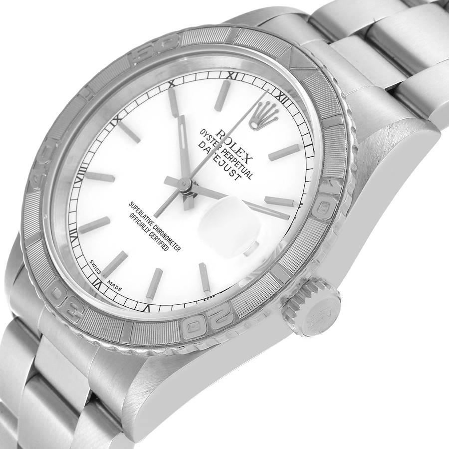 Rolex Datejust Turnograph Steel White Gold White Dial Mens Watch 16264 In Excellent Condition In Atlanta, GA