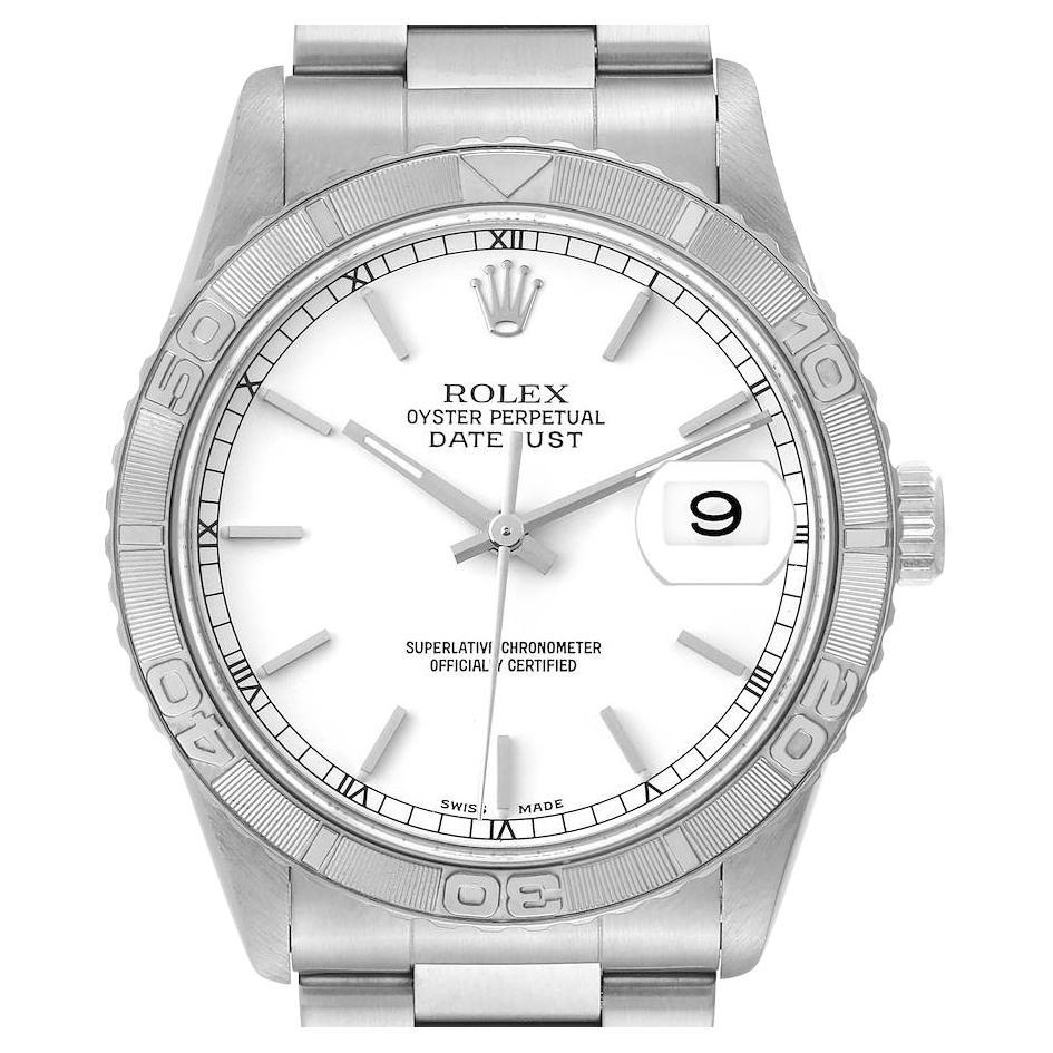 Rolex Datejust Turnograph Steel White Gold White Dial Mens Watch 16264 For Sale