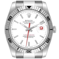Rolex Datejust Turnograph Acciaio Oro Bianco Quadrante Bianco Orologio 116264 Scheda Scatola