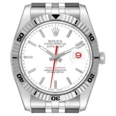 Rolex Montre Datejust avec turnographe en acier et cadran blanc en or blanc 116264 avec carte boîte