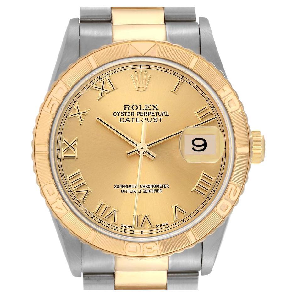 Rolex Datejust Turnograph Steel Yellow Gold Champagne Dial Mens Watch 16263