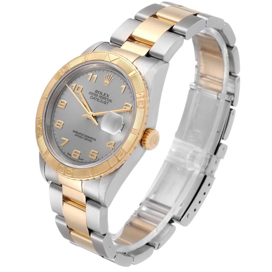 Rolex Datejust Turnograph Steel Yellow Gold Grey Dial Mens Watch 16263 In Good Condition For Sale In Atlanta, GA