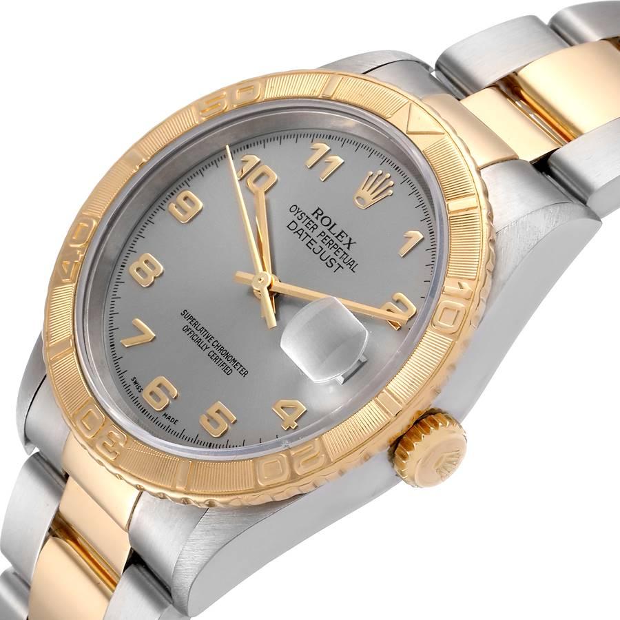 Men's Rolex Datejust Turnograph Steel Yellow Gold Grey Dial Mens Watch 16263 For Sale