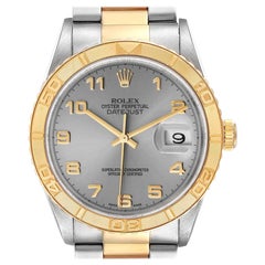 Rolex Datejust Turnograph Steel Yellow Gold Grey Dial Mens Watch 16263