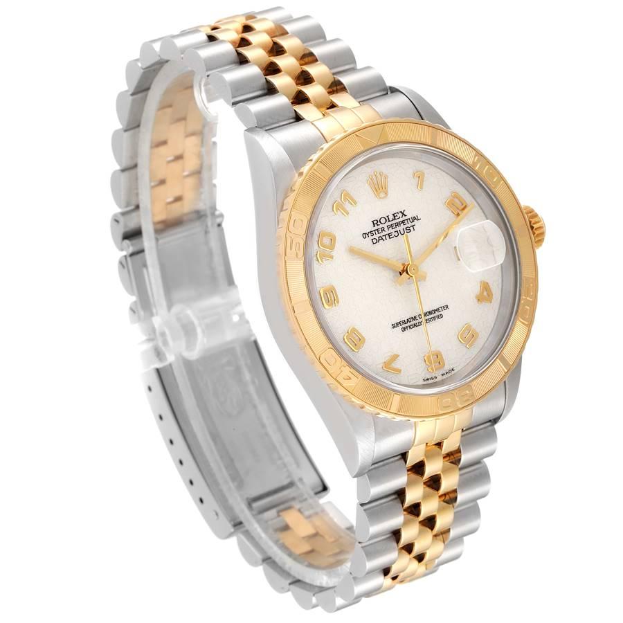 Rolex Datejust Turnograph Steel Yellow Gold Ivory Dial Mens Watch 16263 In Excellent Condition In Atlanta, GA