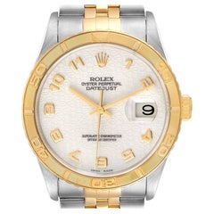 Rolex Datejust Turnograph Steel Yellow Gold Ivory Dial Mens Watch 16263