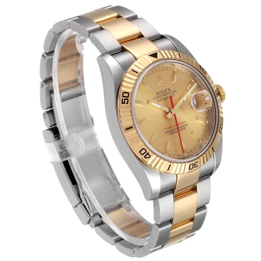 Rolex Datejust Turnograph Steel Yellow Gold Mens Watch 116263 Box Card In Excellent Condition For Sale In Atlanta, GA