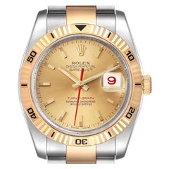 Rolex Datejust Turnograph Steel Yellow Gold Mens Watch 116263 Box Card