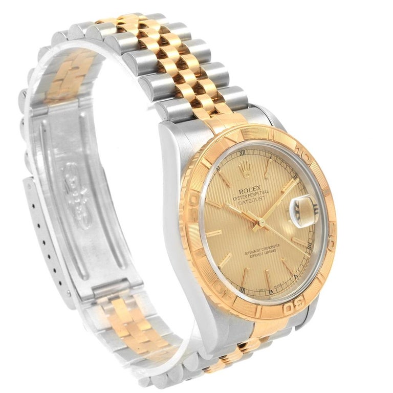 Rolex Datejust Turnograph Steel Yellow Gold Tapestry Dial Watch 16263 ...